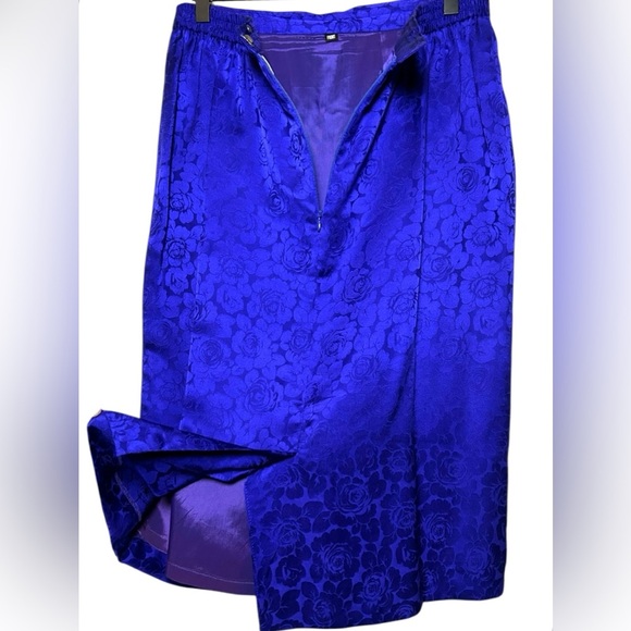 EXCELLENT Vintage Adrianna Papell Silk 2Piece Suit Blazer Skirt Stripe Floral 12 - Picture 10 of 13